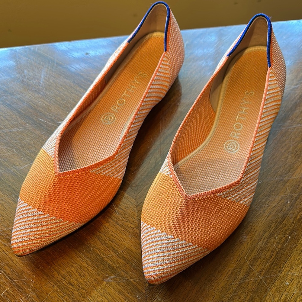 NWOT-Rothy's Orange Textured Flats, sz 12 (Rothy’s run small!). Never worn!